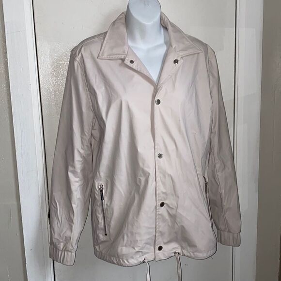 MANIERE DE VOIR Light Pink Waterproof Tie Waist Rain Jacket-S - Picture 1 of 7